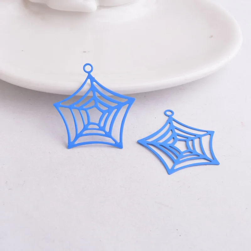 50 Stück AB1030 30mm*33mm Halloween Reticular Charms Blaue Ohrringe Anhänger – Detail 4