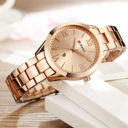 CURREN-reloj de oro para mujer, relojes de pulsera creativos de acero, reloj femenino