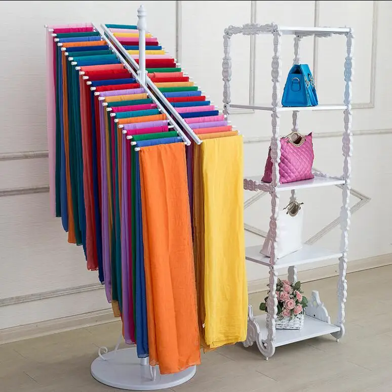 

Clothing shop tieyi scarf rack floor type double row scarf rack shawl display frame cloth hanging rack bag rack