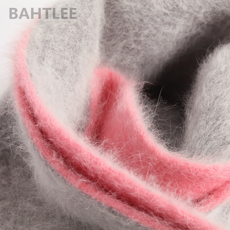 BAHTLEE-Women\'s Long Wool Scarf, Angola Knitting, Thick, Keep Warm, Fashion Brand Style, Perfect Neutral, Winter