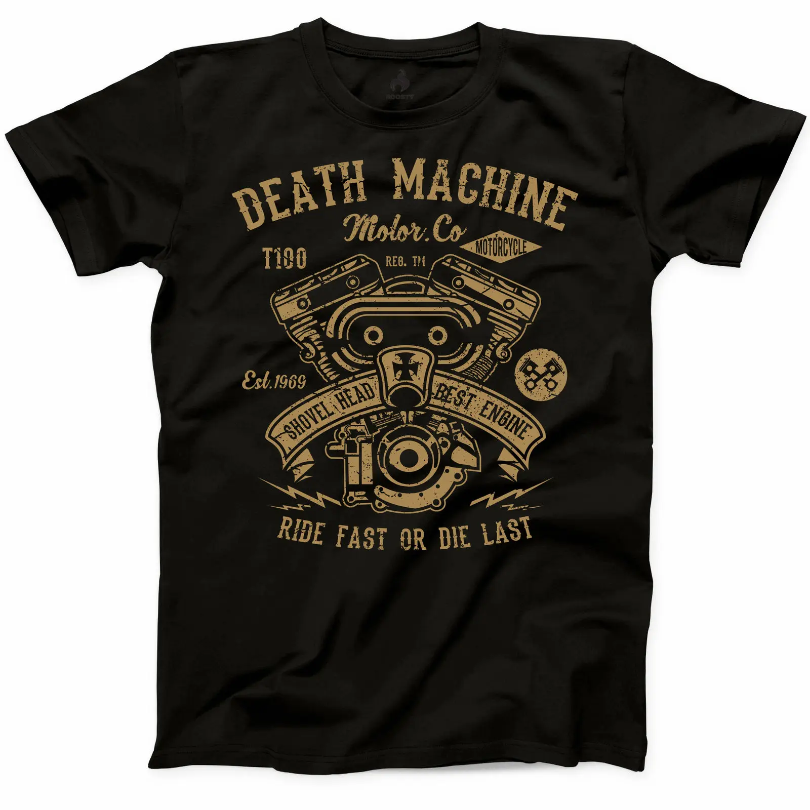 Cool T-Shirts Designs Best Selling Men Death Machine Motorcycle T Shirt Shovel Head Engine Funny Biker S Classic Tee T-Shirt