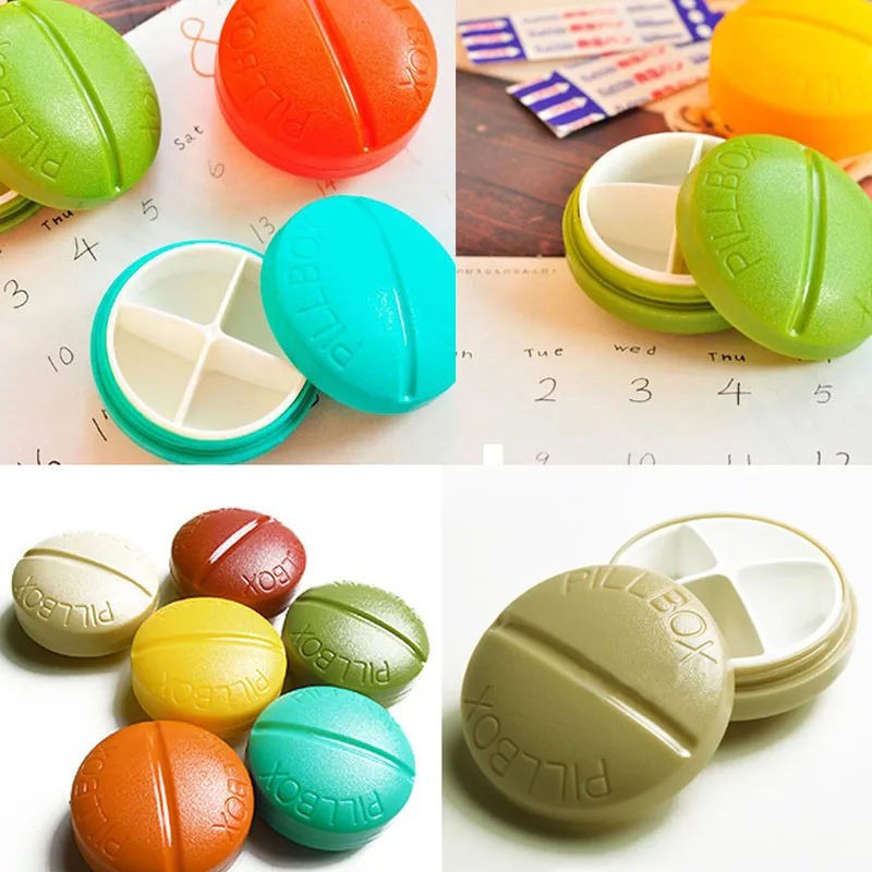 Mini 4 Slot Gesunde Pflege Pill Box Medizin Drogen Tablet Halter Sortieren Lagerung Fall Runde Lagerung Box Organizer Pille Container