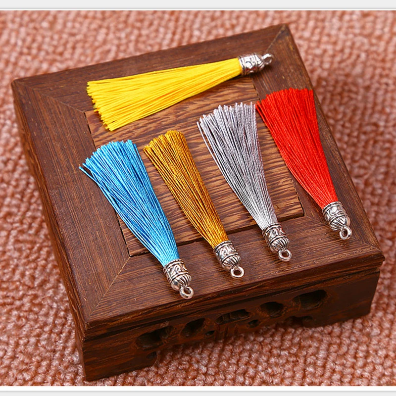 10PCS Mini Metal Cap Tassel Jewelry Curtain Garments Decorative Accessories DIY Key Cell Phone Bag Fringe Trim Tassels Pendant