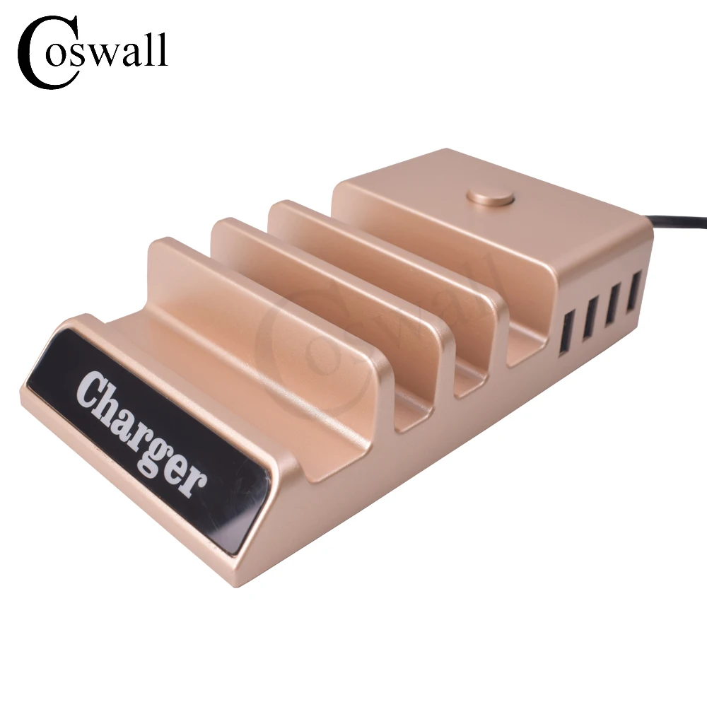 Coswall USB Power Strip Extension Socket 4 Way USB Super Charging Port Overload Protection 1.3M Cable EU US Standard Plug