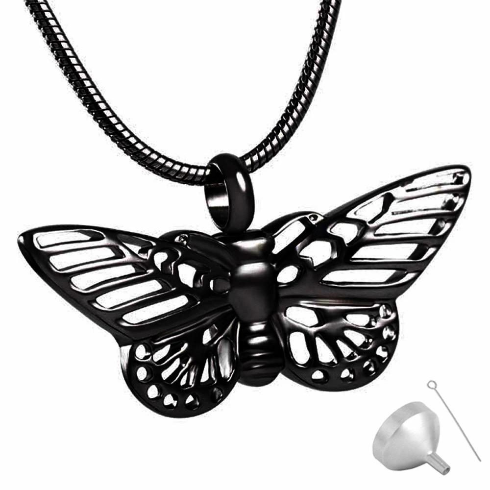 Butterfly Urn Necklace for Ashes Stainless Steel Cremation Jewelry Pet Urn Pendant Necklace