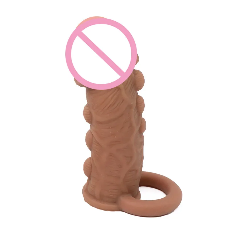 Thick Condoms For Men Dildo Extender Reusable Penis Sleeve Intimate Goods Penis Enlargement Rings Cock Massager