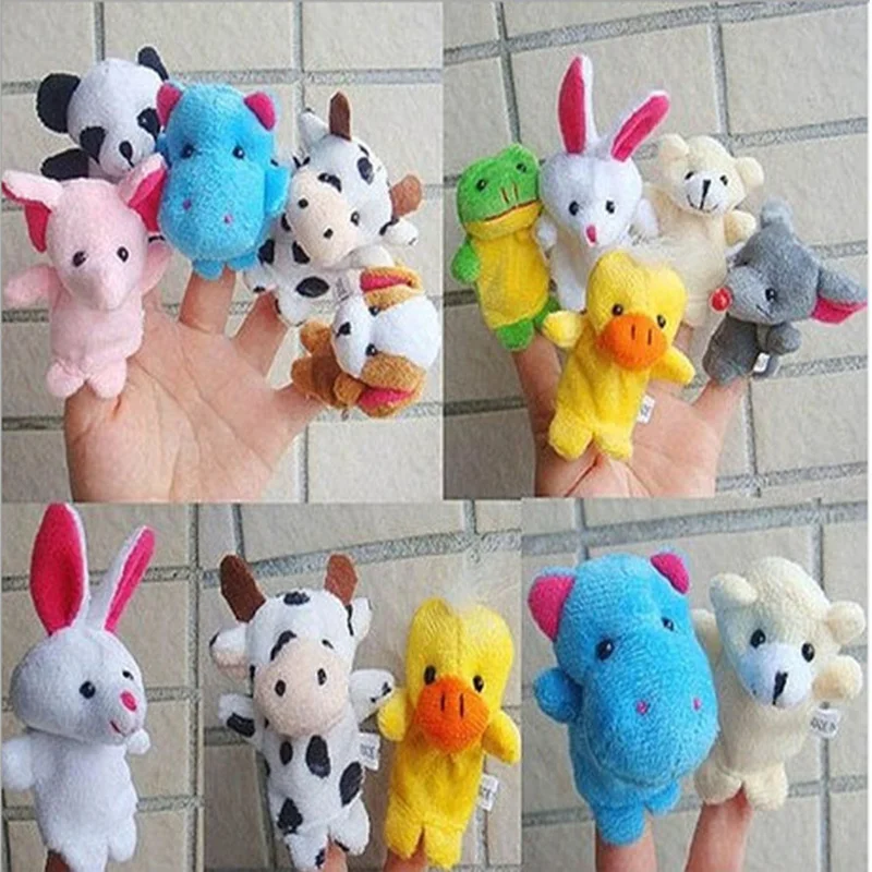 10 pieces / bag soft cute  finger  cartoon animal plush toys finger puppets stuffed toys small small baby  dolls gift