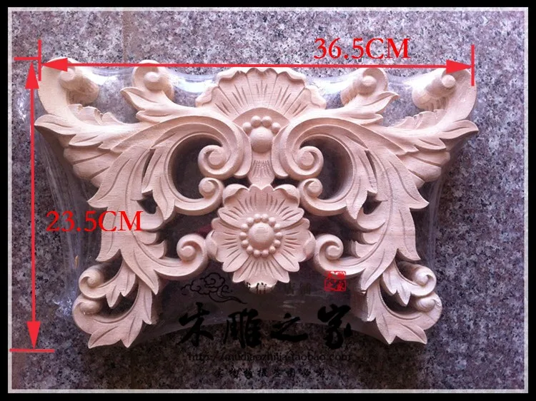 The new Dongyang woodcarving doors flower floral applique patch carved wood furniture cabinet wood vertical flower flower