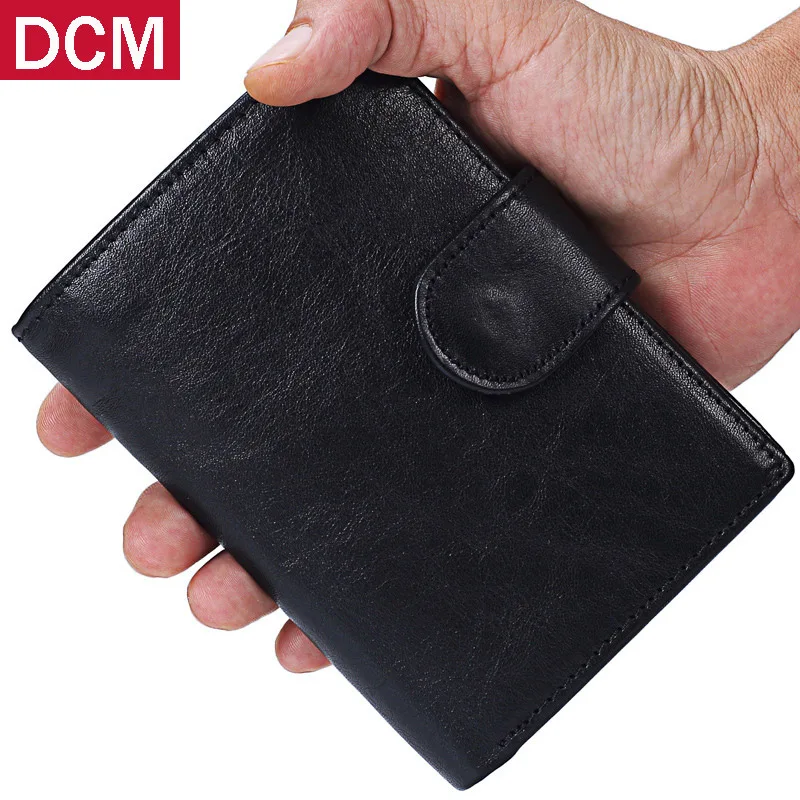 

DCM 100% Genuine Leather Men Wallets Male Crazy Horse Vintage portomonee Coin Zipper Small Credit Card Holder