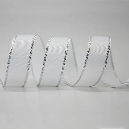 10 Yards 10MM 25MM 38MMSilver-Trimm Ededge Ribbon DIY Gift Wrap Handmade Bows Christmas Ribbon Grosgrain Platinum Crafts