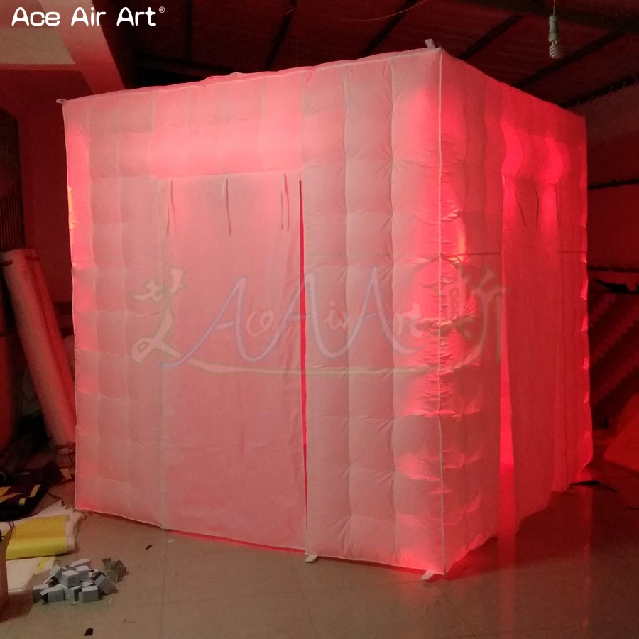 Attractive Portable Lighted Inflatable Cube Photo Booth Kiosk LED lighting inflatable photo backdrops for sale