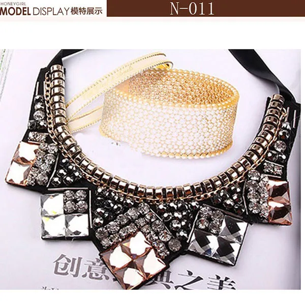 2015 new fashion bib collar necklace exaggrated women accessaries pendant necklace bead acrylic fake detachable jewelry necklace