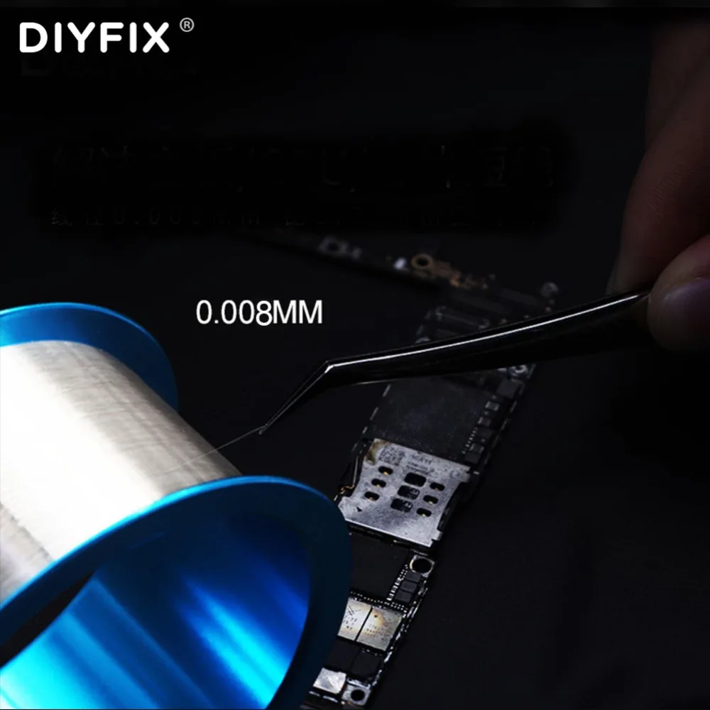 고급 실버 플라잉 와이어 납땜 인두 팁 0.008mm 500M 플라잉 라인 CPU 솔더 조인트 아이폰 지문 라인 유지 보수