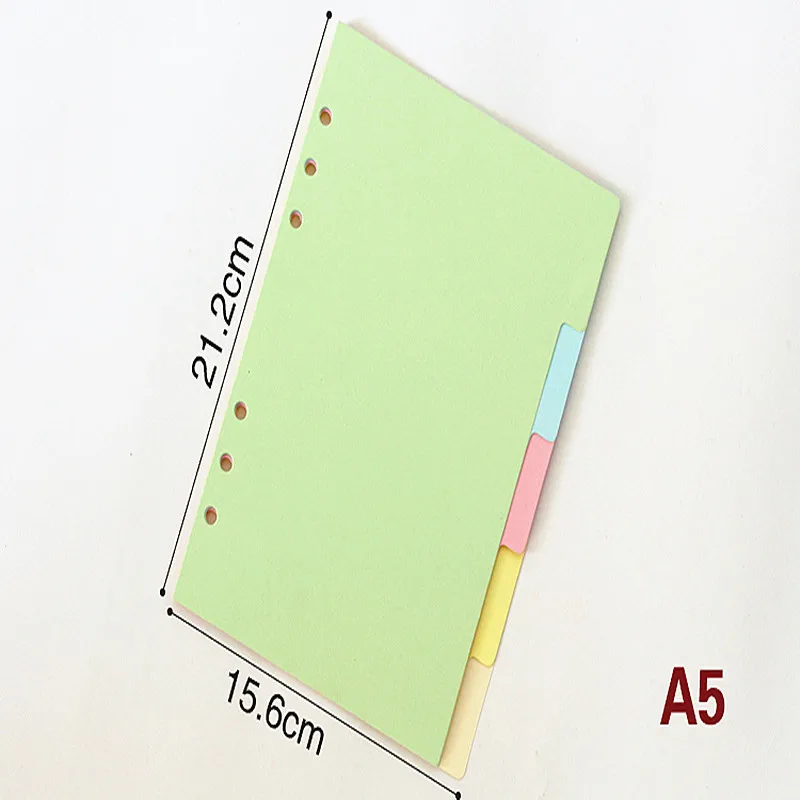 5Pcs/Lot Cute A5 Colorful Index Page Kawaii Standard 6-Hole Notebook Slip Sheet Paper Bookmark School Office Binding Supplies