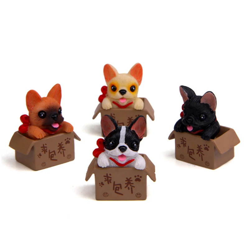 4pcs/lot 3cm Zakka Seeking Nurturing Bulldog Toys Japanes Seeking Nurturing Puppy Resin Action Figure Model Toys Decor Ornaments