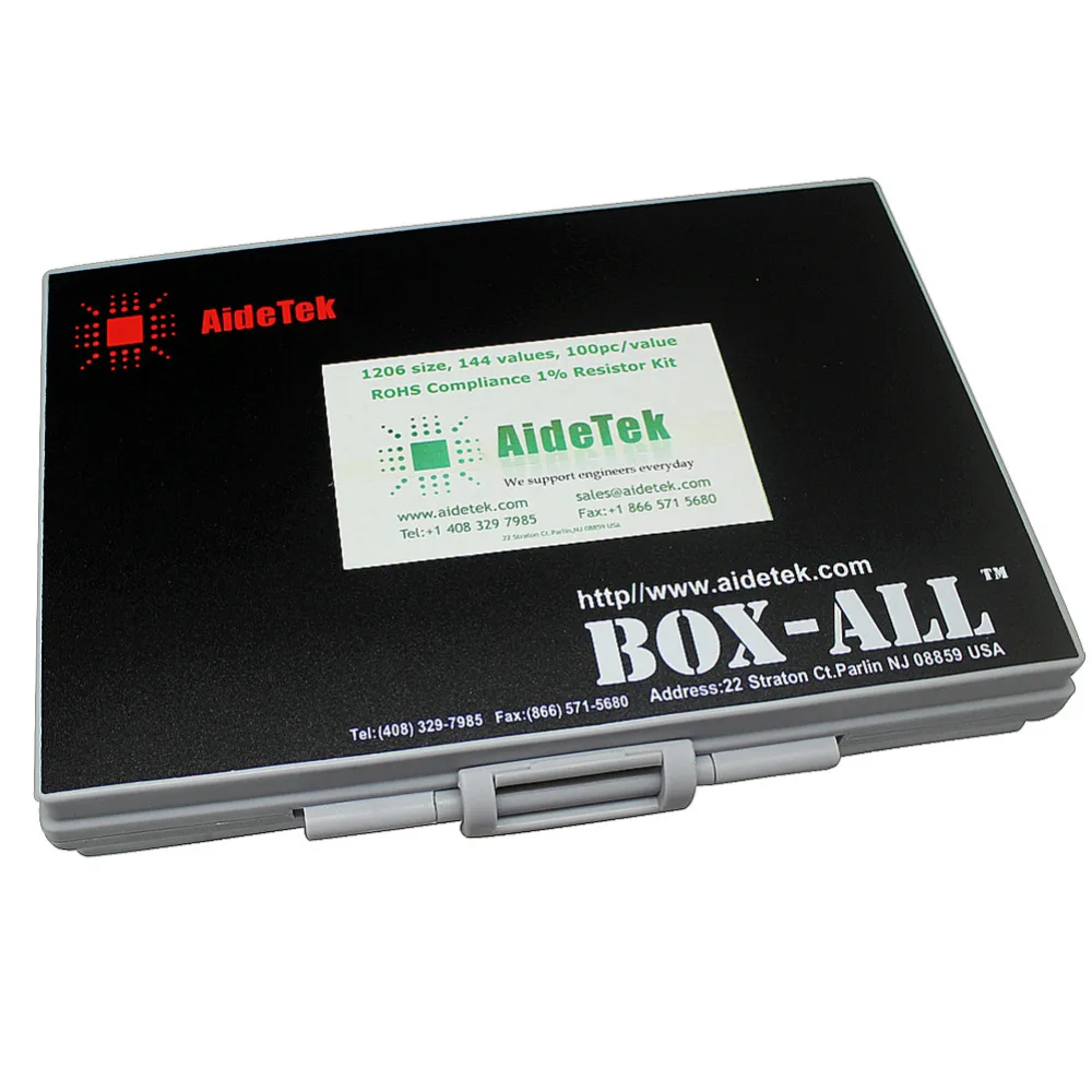 AideTek SMD SMT 1206 1% resistor kit E96 assorted 14400pcs BOX-ALL10M resistor storage box plastic part box lables R12E24100