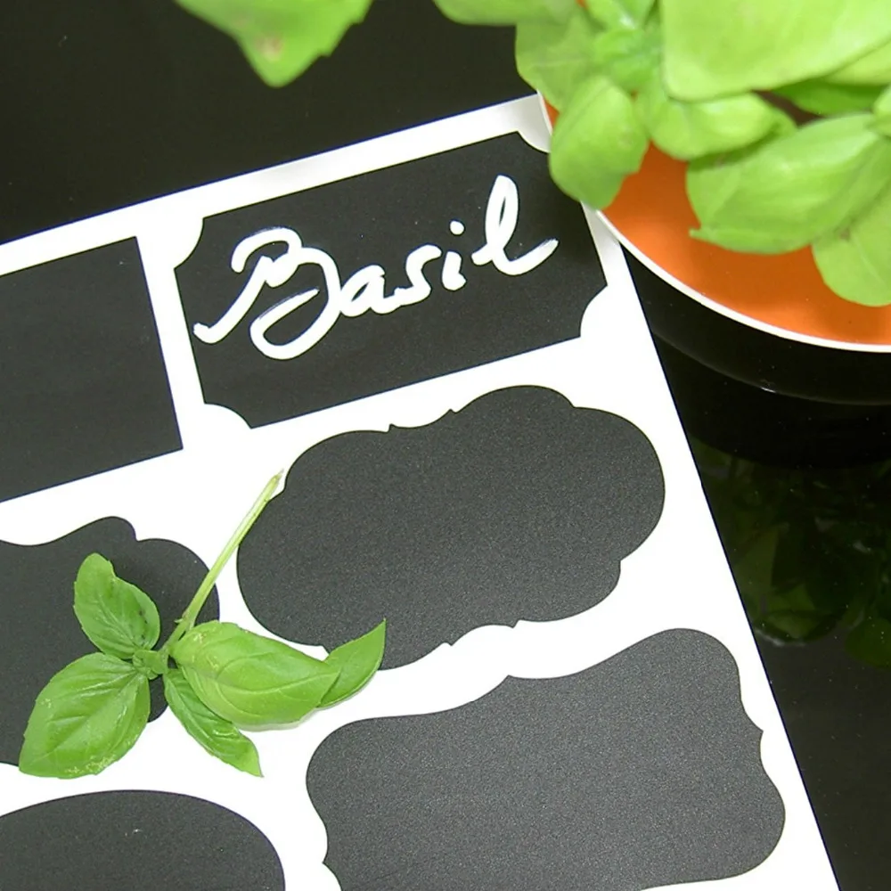 Chalkboard Labels - Reusable - Best Stickers for Kitchen, Pantry, Mason Jars, Office (Large - Black - Set of 48)