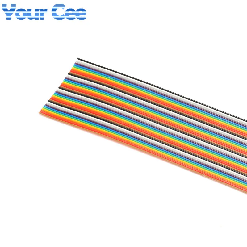 Câble ruban arc-en-ciel, fil de document plat, pas d'espacement de 1.27mm, 10P, 14P, 16P, 20P, 26P, 34P, 40P, 50P, 2 m/lot