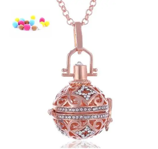 New  aroma diffuser oil necklace openable locket necklace 1pc necklace with 2pcs random colors felt balls