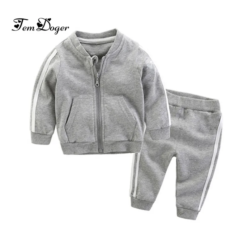 2018 Autumn Fashion baby girl clothes cotton long sleeve solid zipper jacket+pants 2pcs bebes tracksuit baby boy clothing set