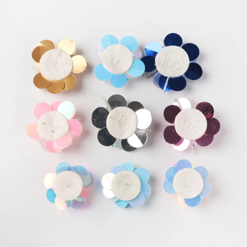 High Quality 3D Handmade Sequins Beads Flower Applique Patches For Hair Clip Bags Brooch Dress Embroidery DIY Sewing Accessories