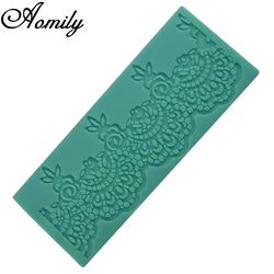 Aomily Flower Lace Skirt Cake Mold Wedding Cake Silicone Fondant Mold Mousse Brim Decor Sugarcraft Icing Mat Pad Pastry Baking