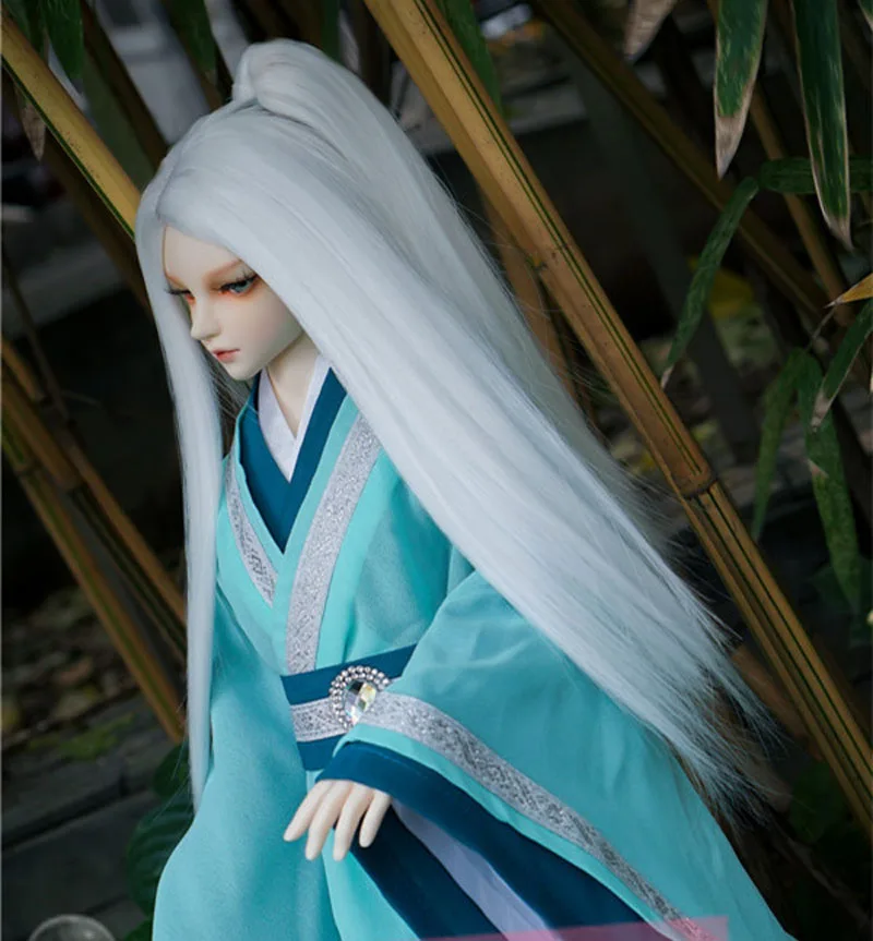 1/3 1/4 1/6 Bjd Doll Wig High Temperature White Colors With One Ponytail Straight BJD Super Dollfile For Doll Hair