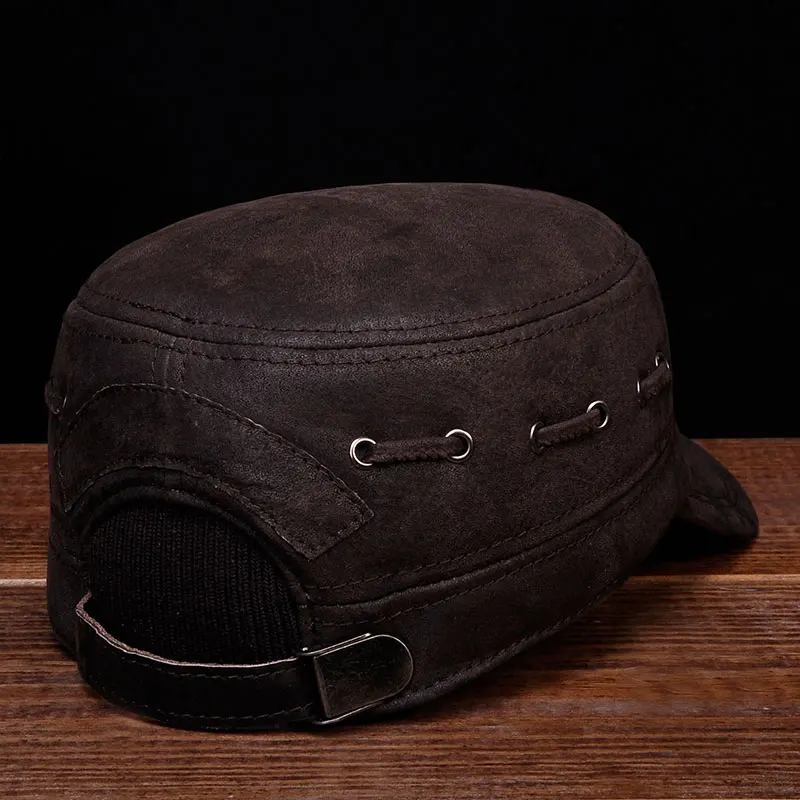 HL086 New Brand New Winter Warm Russian Real Leather Caps Hats Genuine Leather Baseball Caps