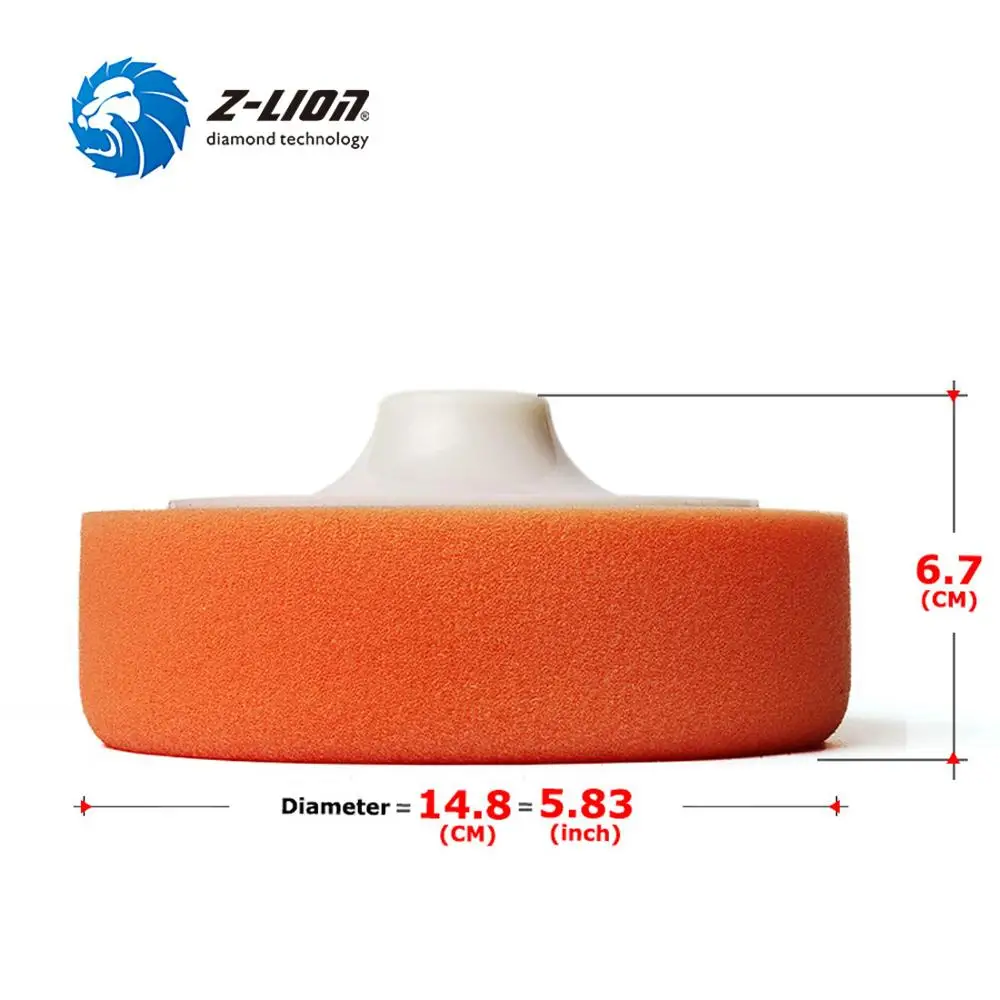 Z-LION 6Inch Sponge Polishing Pad Auto Car Polishing Buffing Wheel Waxing Orange Black Polishing Plate M14 M16 Thread Power Tool