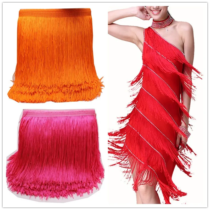 5 Yards Latin Fringe Tassel Lace Samba Dance Dress Macrame Single Banded Trimming Lace Polyester 14cm-29CM Long