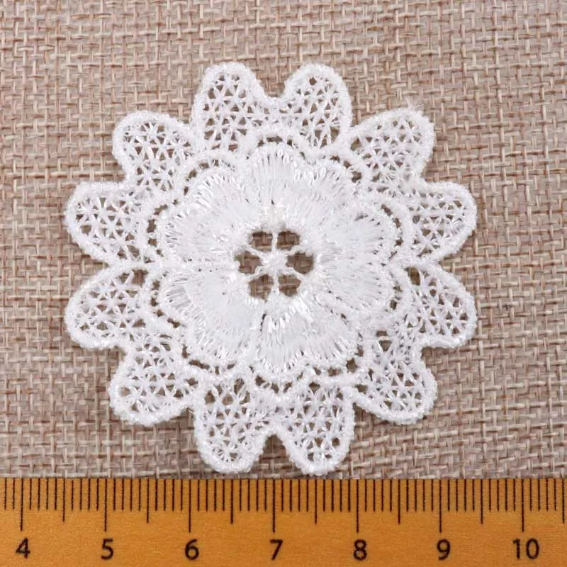 Mix Vintage White Flower Embroidery Lace Fabric Appliqued Sewing Patch Ribbon Lace Fabric Garment Accessory Decoration 10-50pcs