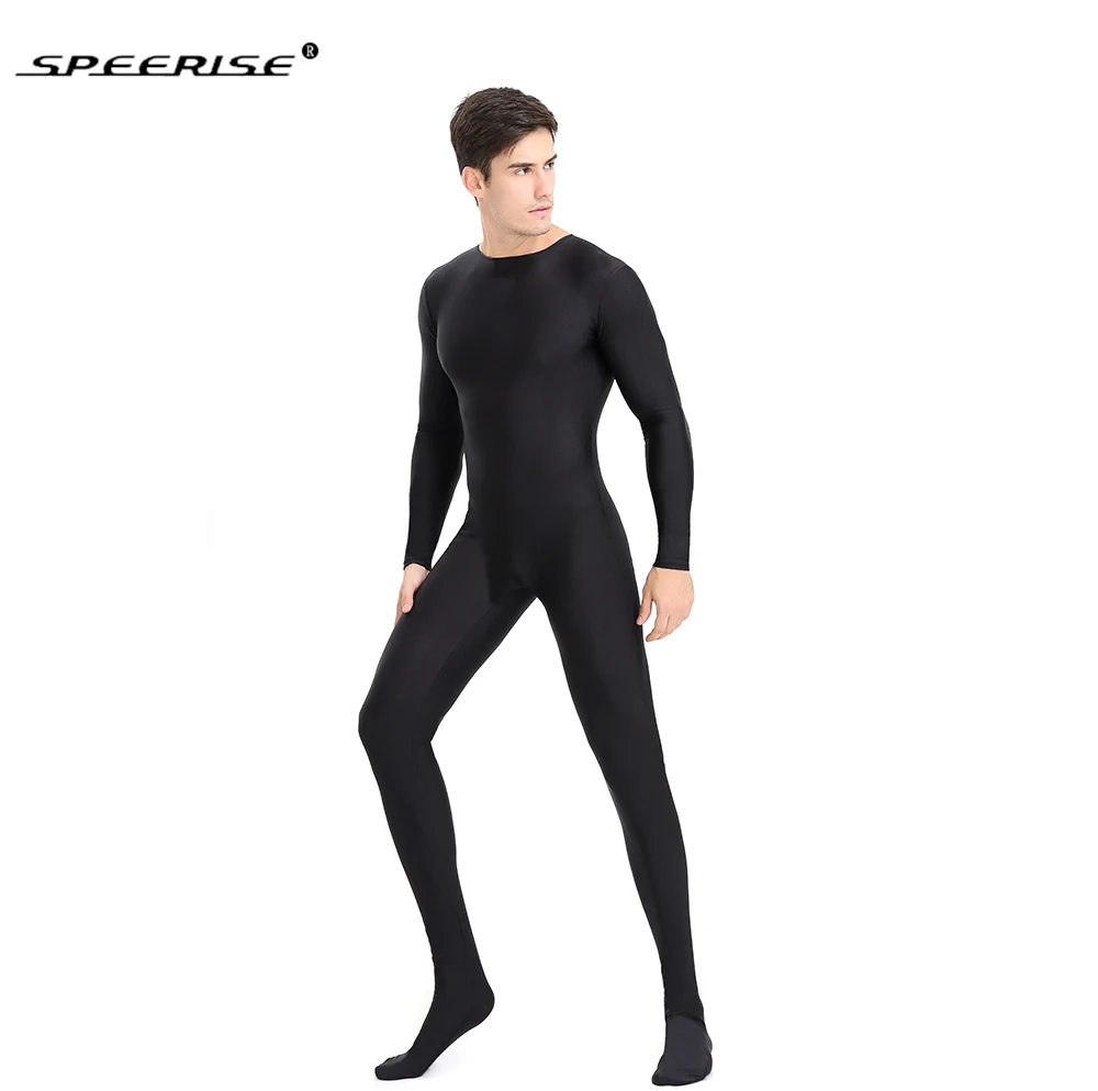 SPEERISE adulto nero Full Body Zentai Spandex Footed Skinny tute strette per donna Cosplay Unitard uomo costumi di Halloween