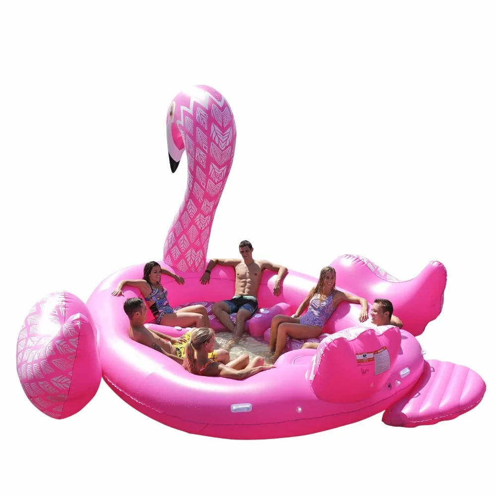 6 Person Giant Inflatable Flamingo Pool Float Swimming Island Peacock Floating Boat Adult Beach Party Water Toys Air Mattresses