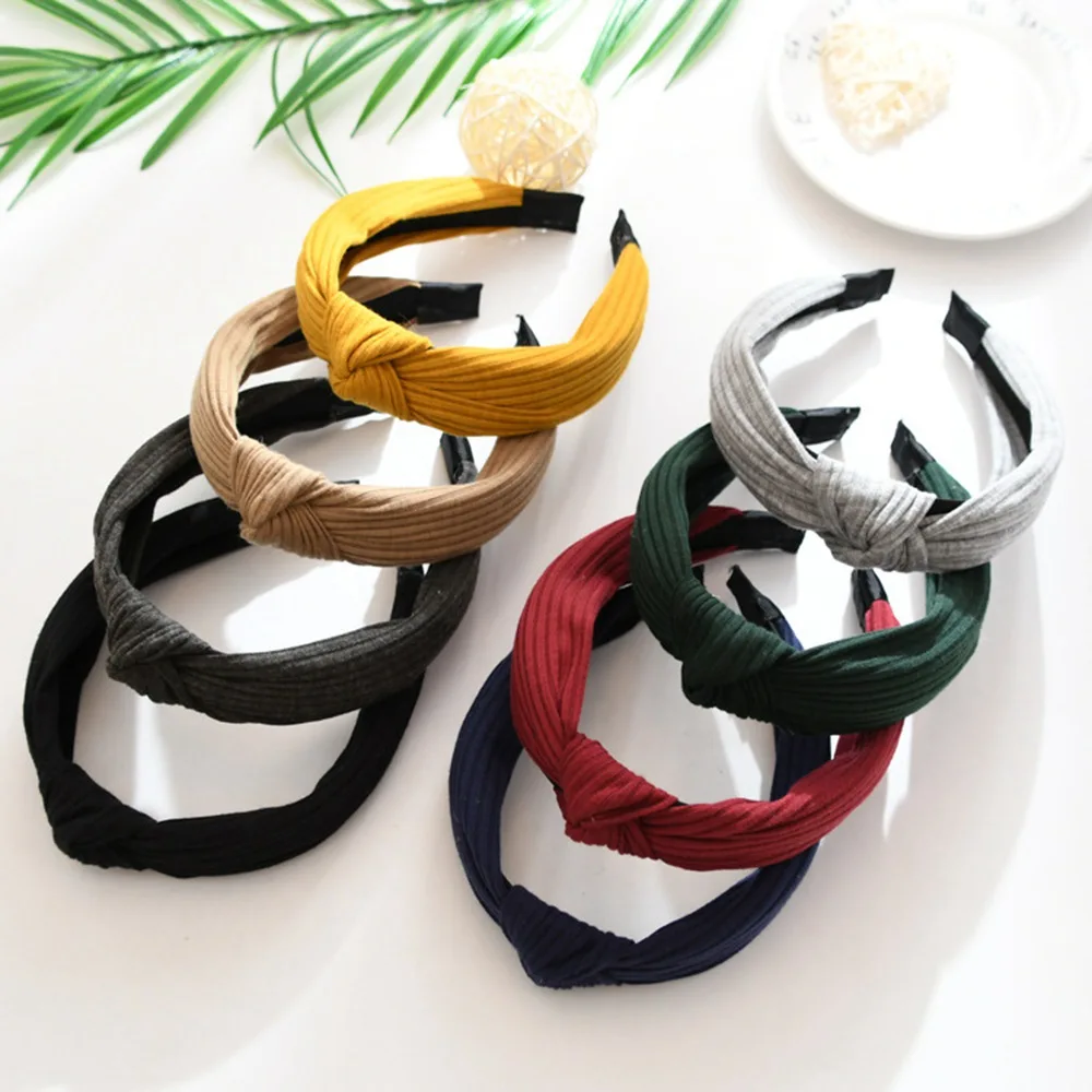 

8pcs/lot Knitting Cloth Knot Headband Hairband No Slip Stay on Knotted Head band Hair Band Hair Accessories for Girls Women