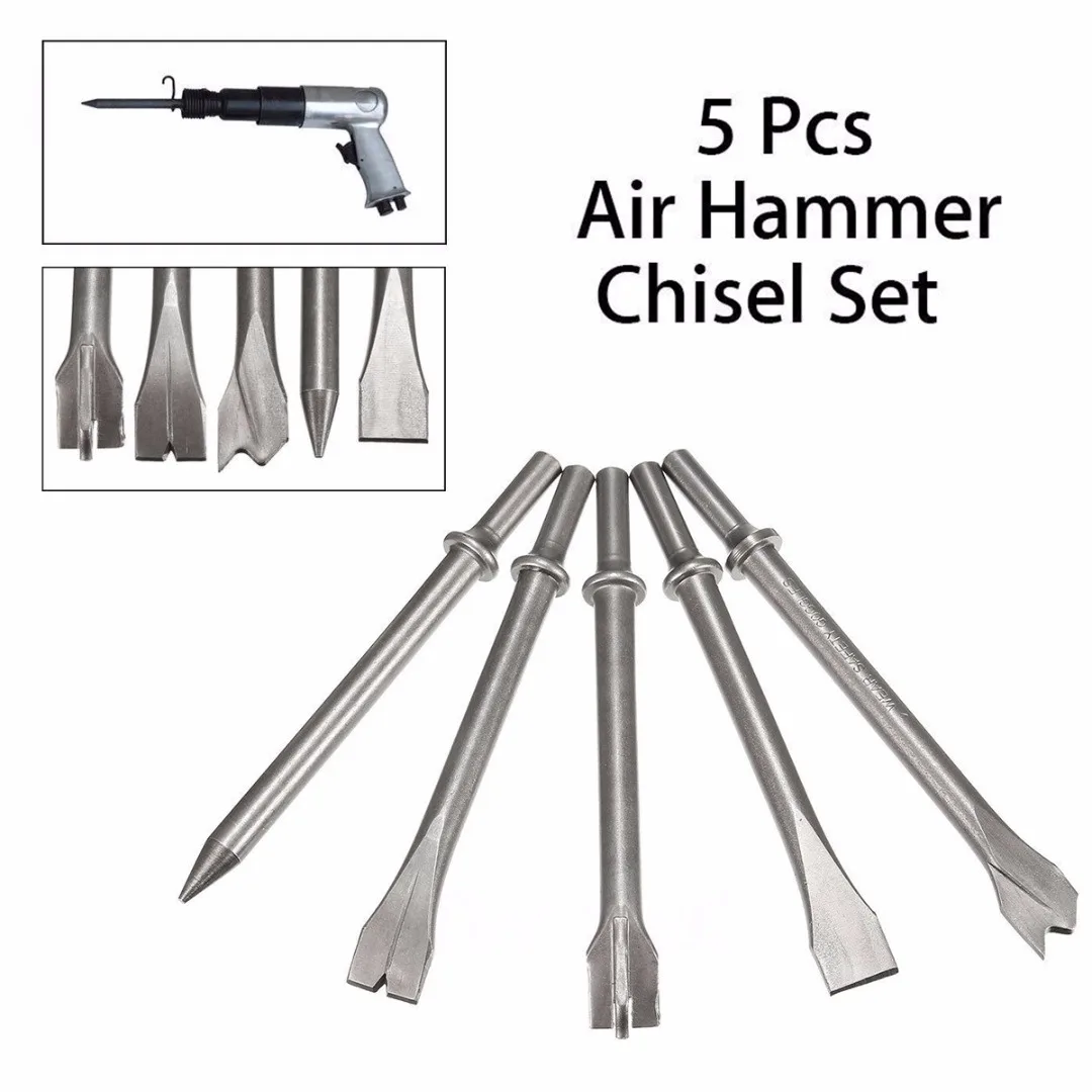 

5Pcs 7 Extra Long Air Hammer Punch Chipping Chisel Bit Set Tool Shank Silver