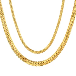 Hiphop Jewelry 4MM 7MM Snake Flat 316L Stainless Steel Chain Gold Color Golden Neck Necklace For Women/Men Jewelry Dropshipping