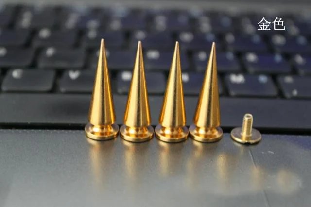 10pcs 10*26mm Gold Cool Bullet studs and spikes for clothes Punk With Garment Rivets Cone Studs DIY Garment tachuelas para ropa