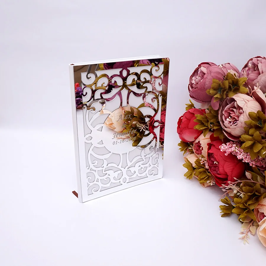 Wedding Signature Guest Book White Blank Personalized Custom Hollow Out Check in Books Party Decor Favors 26X19cm Album