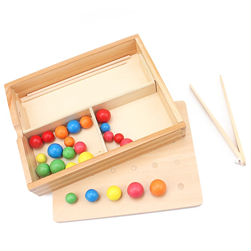 Montessori Wood Colorful Chopsticks Beads Toys Practical Life Toys Hand & Feet Finders Cognition Preschool Education Basic Life