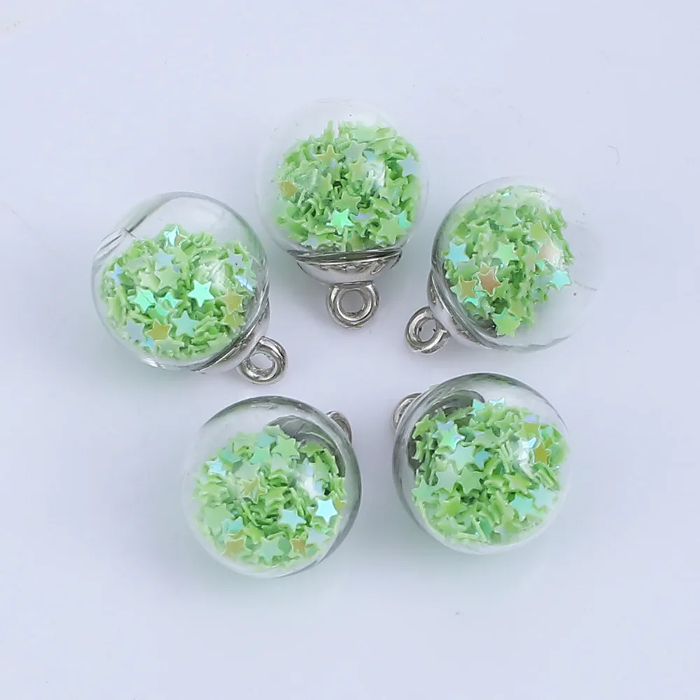 DoreenBeads Transparent Ball Charms Pendant Glass Bubble Pentagram Star Sequins Jewelry Making 21mm( 7/8") x 16mm( 5/8"), 20 PCs
