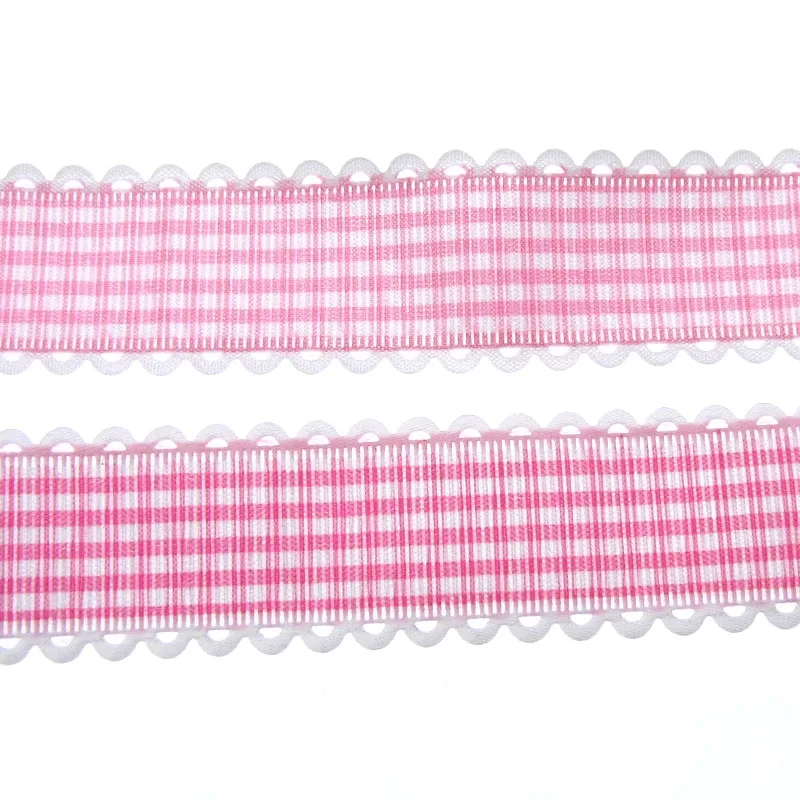 1Roll Wide 2.5cm Grid Lace Ribbons Fabric Trim For Craft Wrapping Party DIY Decorations Christmas Ribbon 20yards