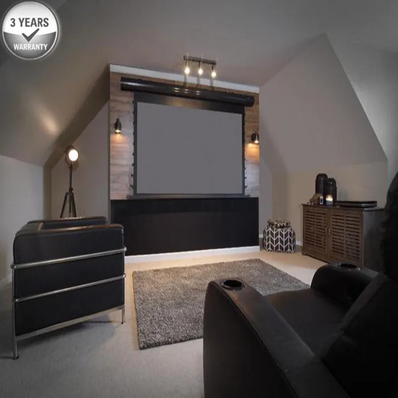 110 diagdiagdiagonal 16:9 tela de projeção motorizada da tab-tensão do cinema 4k da casa de hdtv com luz ambiental cinzenta de alr que rejeita o cinza ats110