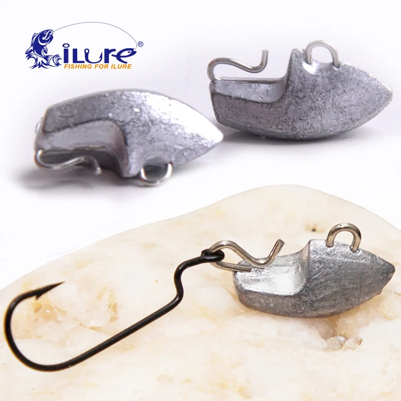 ILure 10 Pcs/lot Jig Head Lead 2.1g 2.8g 3.8g 5.3g 6.5g 9.5g Counterweight Crank Hook Soft Lure Baits Texas fishing Accessories