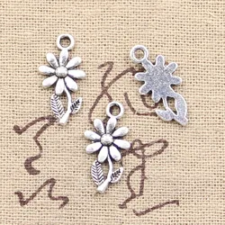 50pcs Charms Flower 19x10mm Antique Silver Color Plated Pendants Making DIY Handmade Tibetan Silver Color Jewelry