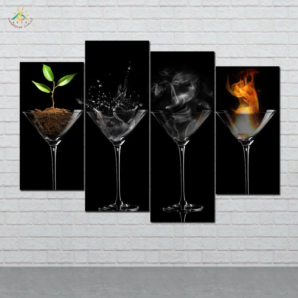 Earth Water Fire Air Wall Art  Prints Canvas Art Painting Modular Picture And Poster Canvas Painting Home Decor 4 Pieces