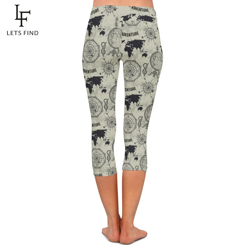 Letsfind Zomer Vrouwen Print Capri Leggings Fashion Hoge Taille Hoge Kwaliteit Melk Zijde Mid Kalf Leggings Hot Koop