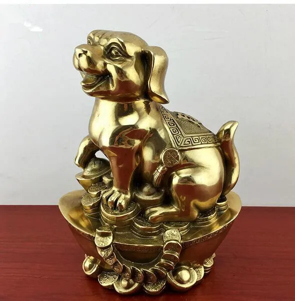 

Collection fine workmanship brass wealth dog crafts statue