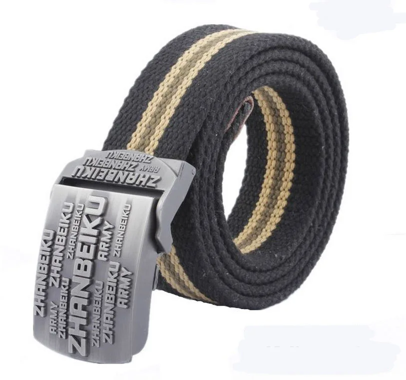 SupSindy luxury men\'s canvas belt LOGO metal buckle military belt Army tactical belts for Men Best quality male strap Army green