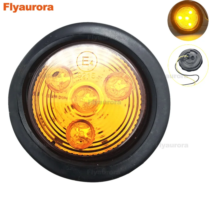 Flyaurora 2pcs 2 LEDs Car LED Rear Tail Lights Stop Brake Light for Truck Trailer Vehicles 12V  Side Lamp Red Yellow