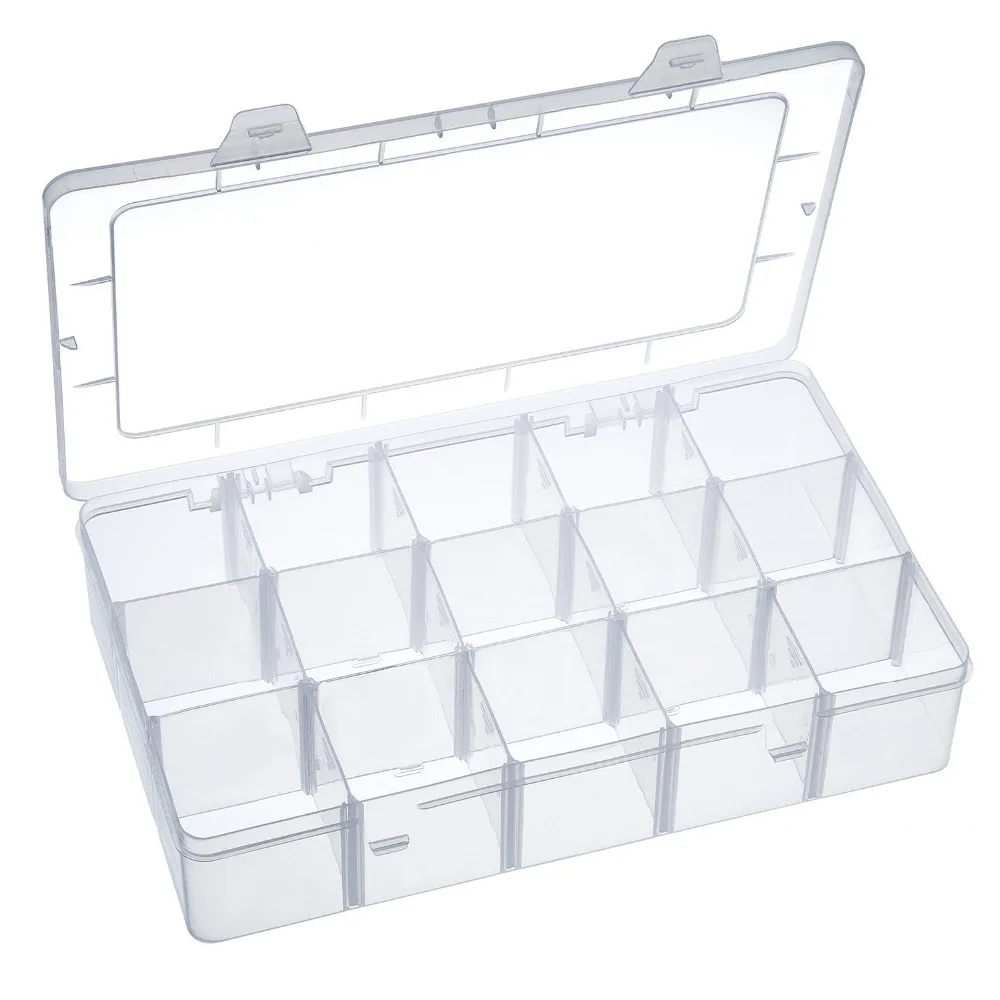 XRHYY Clear Crafts 15 Compartments Organizer Storage Box for Washi Tape Art Supplies and Sticker For School and Home